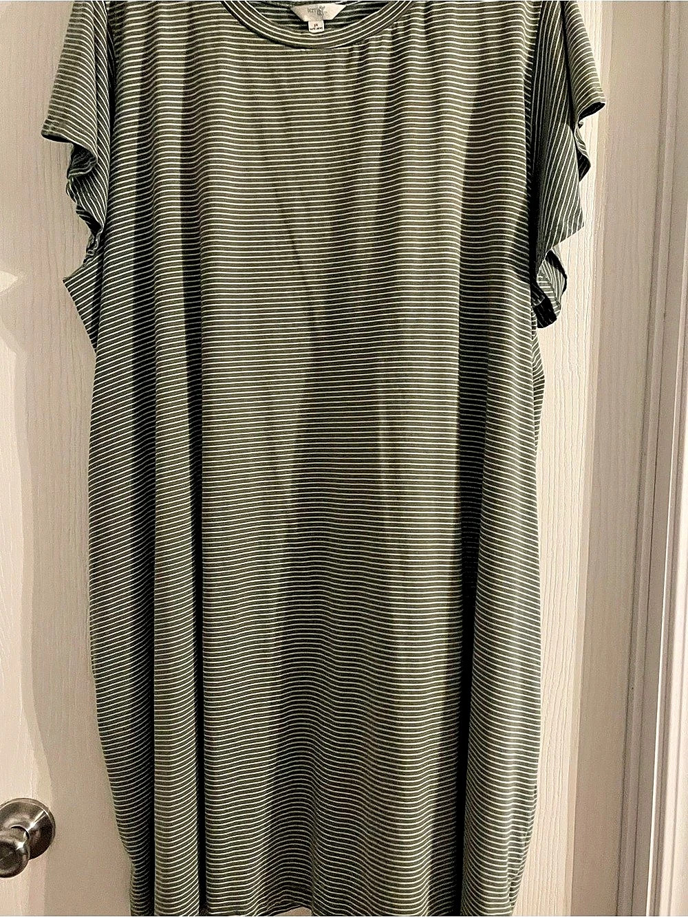 Terra & Sky Striped Dress in Green & White Size 3X